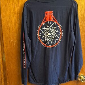 Vineyard Vines Blue and Red Long Sleeve Tee with Graphic Design